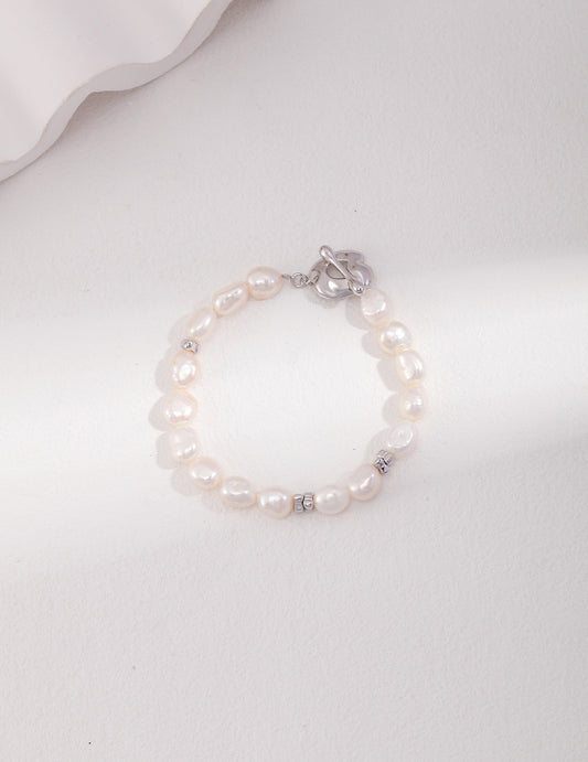 Silver Baroque Pearl Bracelet 